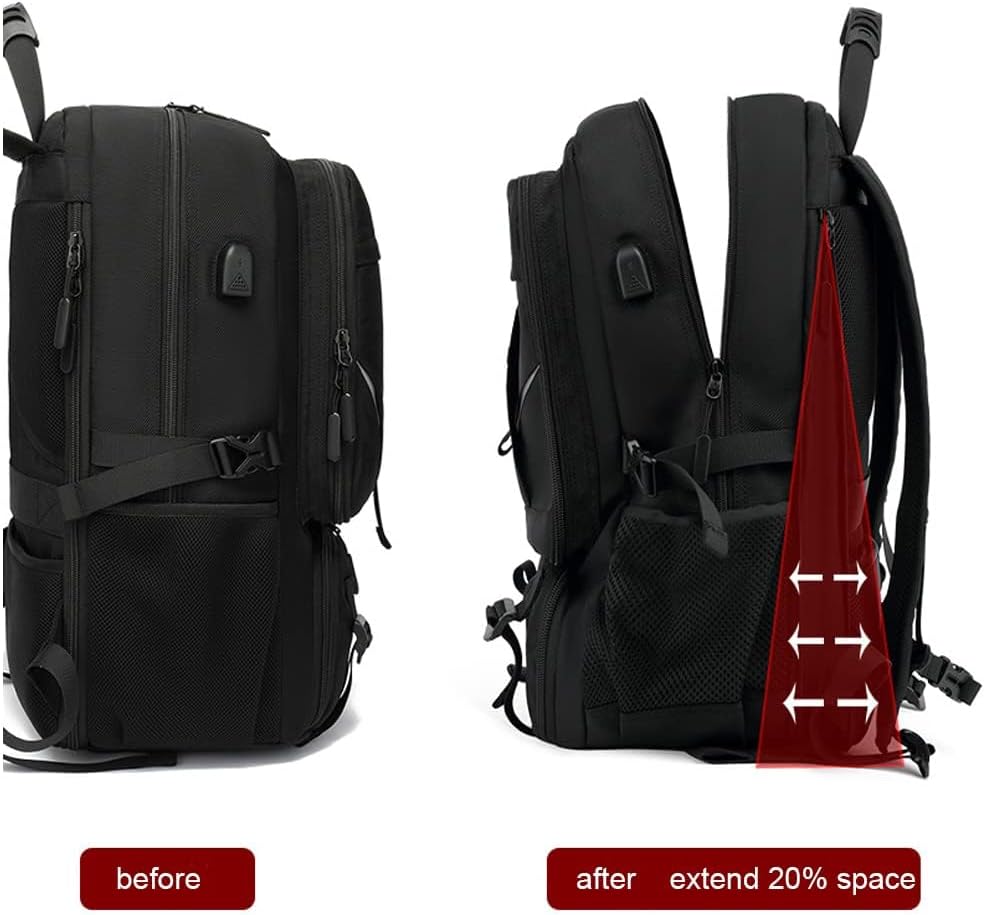 50L 60L 80L Reiserucksack Herren Gross, Erweiterbar Handgepäck Rucksack,17-Zoll Laptoptasche Rucksac