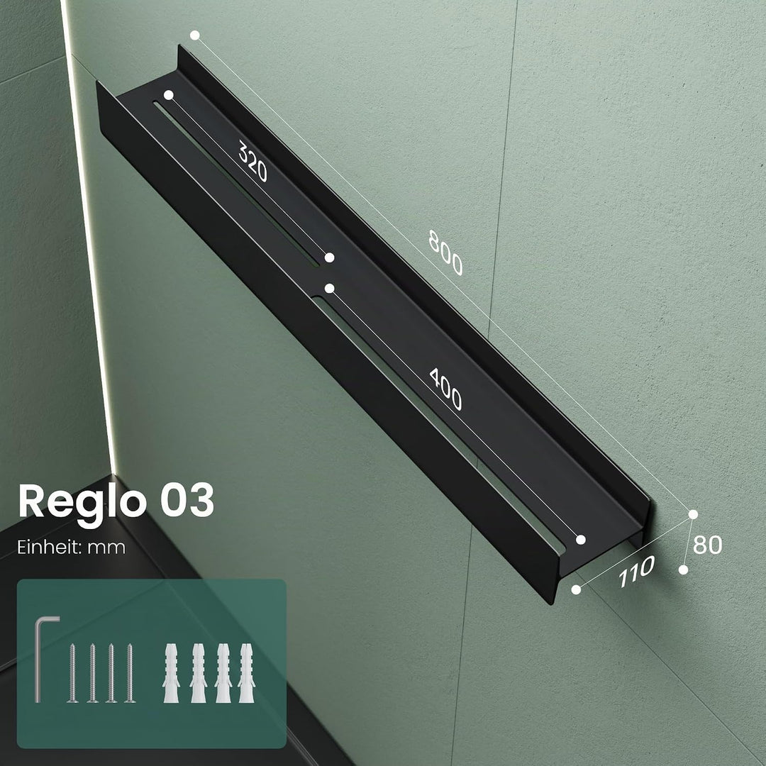 Mai &amp; Mai Duschablage zum Bohren oder Kleben Duschregal Badablage 80cm Badezimmerablage zur Wandmont