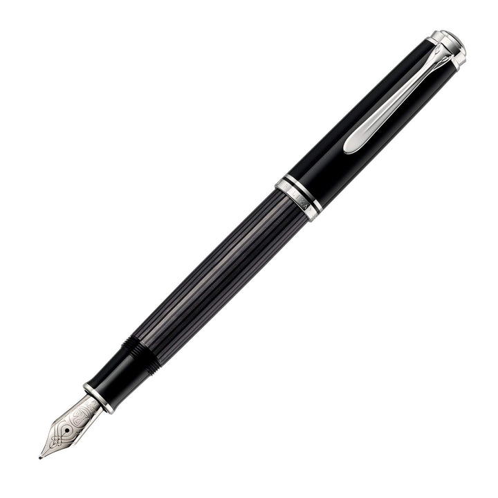 Pelikan 957548 Souverän Stresemann Kolbenfüllhalter M805 in Faltschachtel, Feder F, anthrazit
