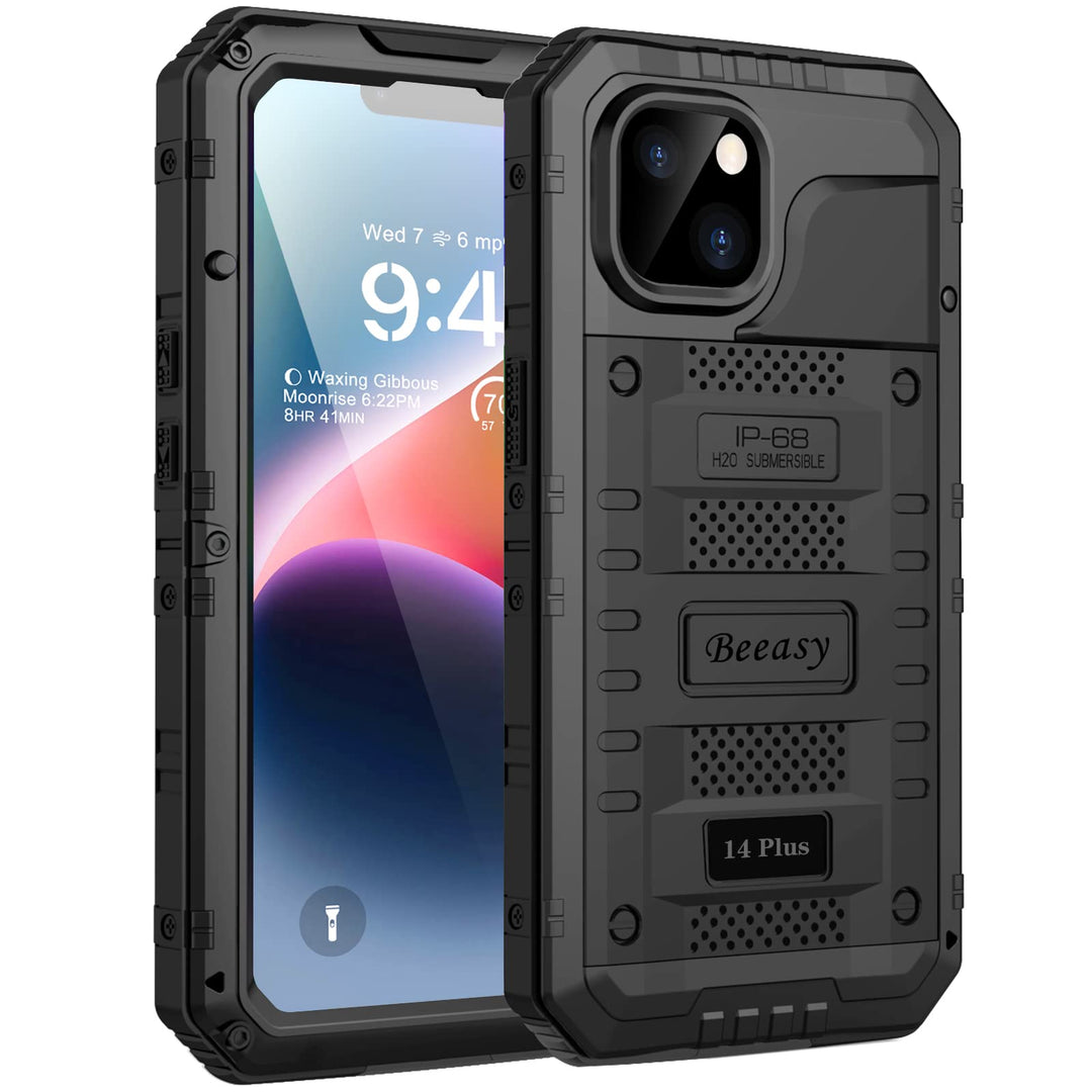 Beeasy für iPhone 14 Plus Wasserdicht Outdoor Hülle (6,7"), Stossfest Panzerhülle Militär 360 Grad S