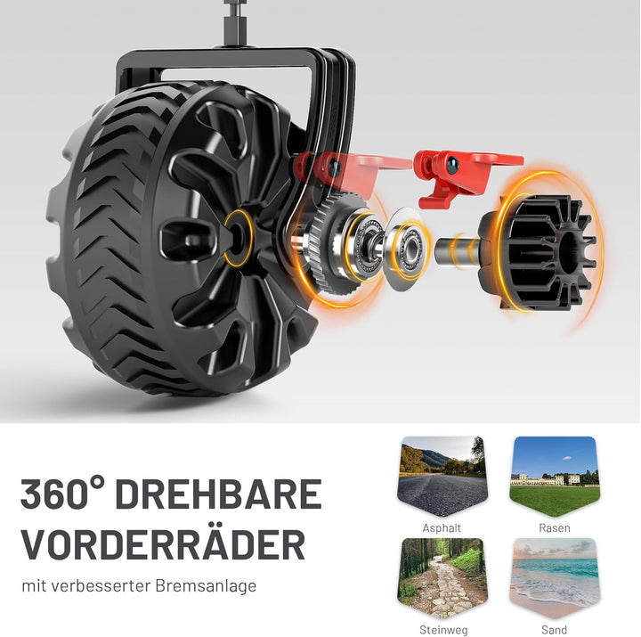 TIMBER RIDGE XXL Bollerwagen Faltbar 200L Breite Reifen Strandwagen Klappbar mit Bremsen Seitentasch