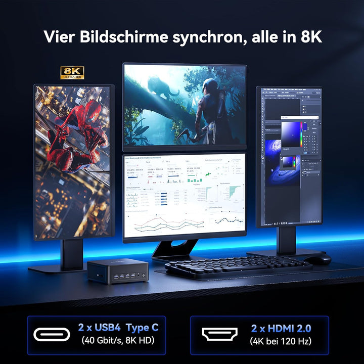 GEEKOM IT13 MAX Mini PC mit U9-185H(16C/22T, bis zu 5.1GHz), Dual 2.5G LAN Windows 11 Pro Mini Compu