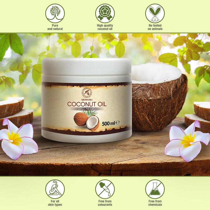 Kokosöl 500ml - Cocos Nucifera - Indonesien - Kaltgepresst - Rein & Natürlich - Kokosnussöl - Unraff