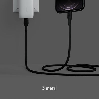 Belkin BoostCharge Flex Silikon-USB-C/Lightning-Kabel, 3 m, MFi-zertifiziert, 20 W, zum Schnellladen