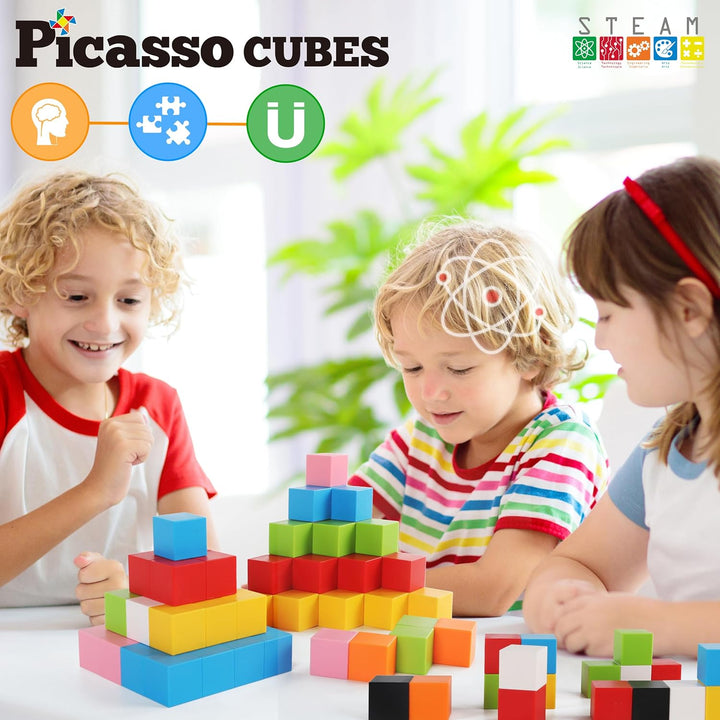 PicassoTiles Magnet-Würfel-Bausteine, 80 Stück, 3 cm, magnetische Würfel, Spielzeug, Konstruktion, G