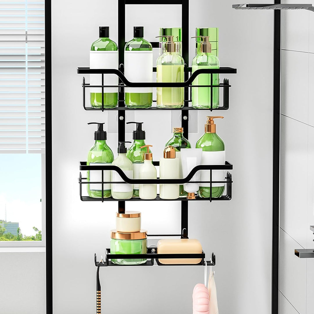 Duschablage ohne Bohren Schwarz, Duschablage zum HäNgen, Duschregal ohne Bohren füR GlastüR, Shampoo