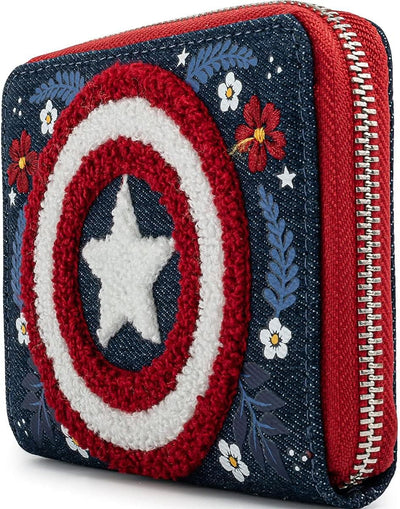 LOUNGEFLY Unisex Kinder Mvwa0157 x Marvel Captain America 80th Anniversary Floral Shield Zip-Around