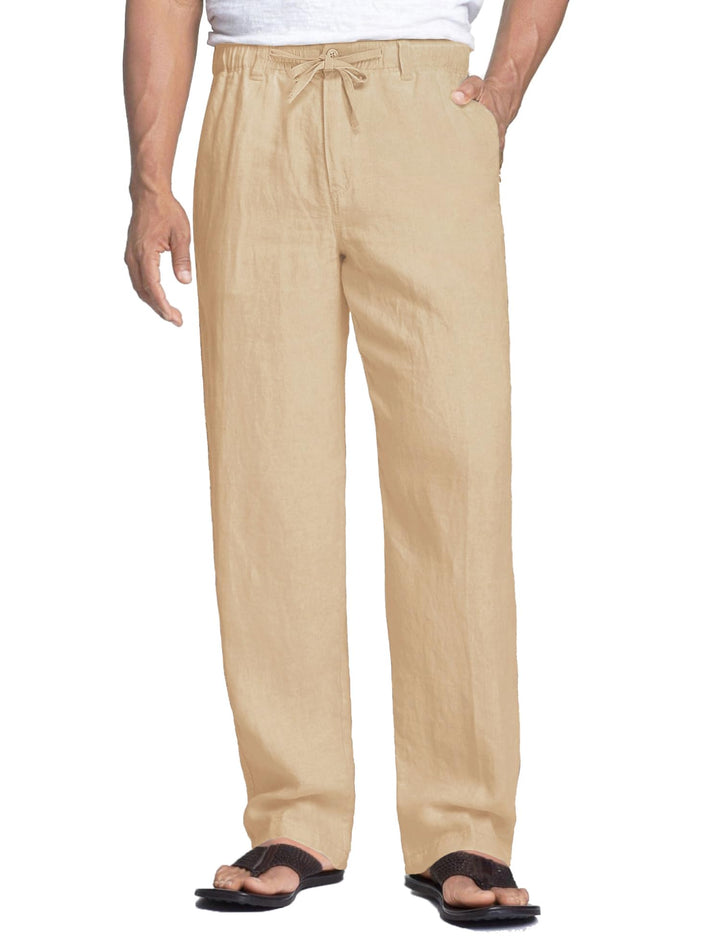 COOFANDY Herren Leinenhose mit Kordelzug Leicht Sommerhose Freizeithose Einfarbig Hose Lang für Männ