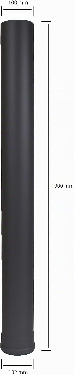 LANZZAS Pelletrohr 1000 mm Verlängerung - im Durchmesser 100 mm - Farbe: schwarz - inklusive Silikon