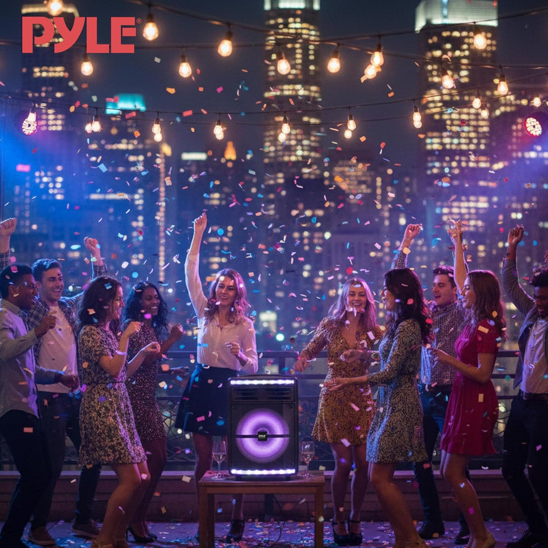 Pyle Partybox - Bluetooth Lautsprecher Gross, PA Anlage, Musikbox, Karaoke Box, 600W, 10" Subwoofer,