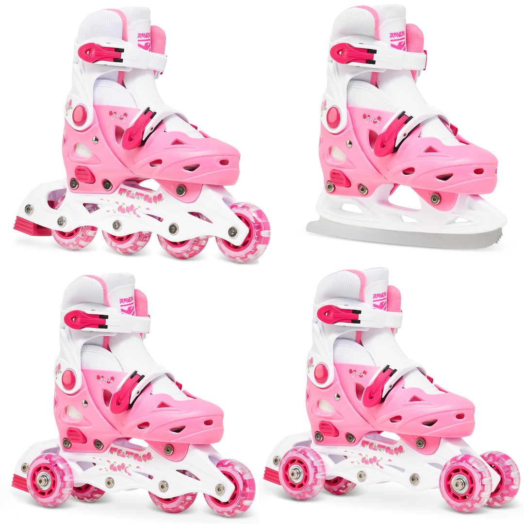 RAVEN 4in1 Inline Skates Triskates Rollschuhe Schlittschuhe Inliner für Kinder Mädchen Jungen verste