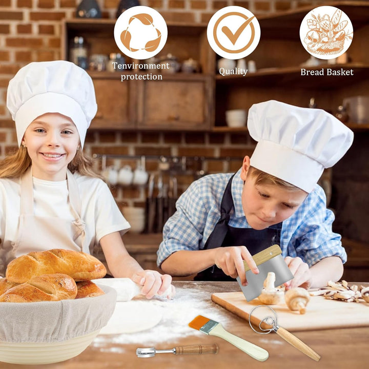 Gärkorb Rund und Gärkörbchen Oval Brotbackset Brot Backen Zubehör Mit Waschbarem Leineneinsatz für P