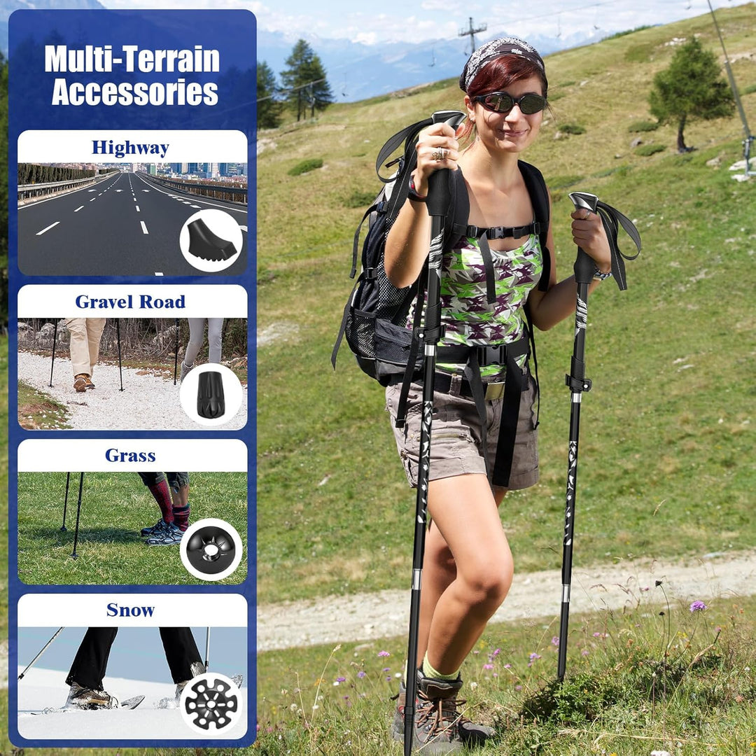 2 Stück Wanderstöcke Faltbar, Trekkingstöcke Aluminium, Verstellbar 110-130cm, Nordic Walking Stöcke