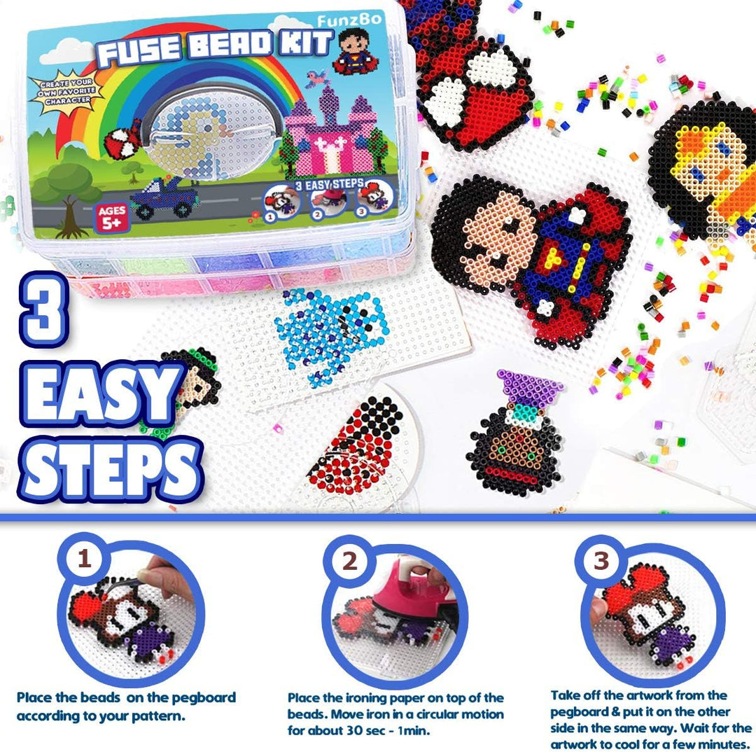 FunzBo Sicherungsperlen-Set – Perler-Perlen-Set mit 23000 5 mm Perlen für die Schmuckherstellung, 10
