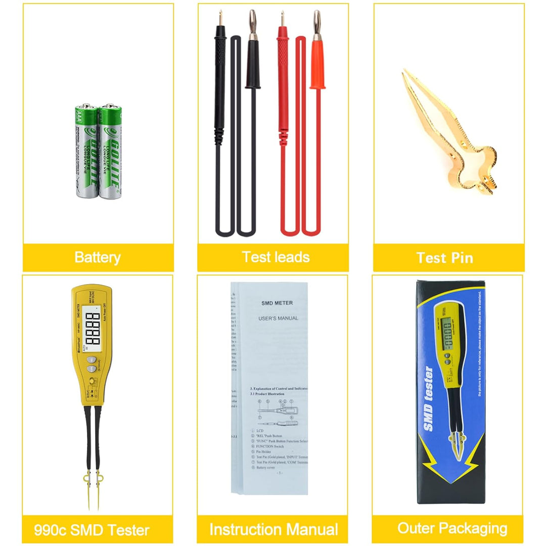 Holdpeak 990C SMD Smart Tester Zange tragbar 6000 Zähler, Widerstand / Kapazität CMS, Digitales Mult