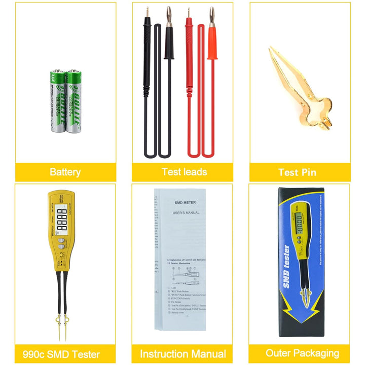 Holdpeak 990C SMD Smart Tester Zange tragbar 6000 Zähler, Widerstand / Kapazität CMS, Digitales Mult