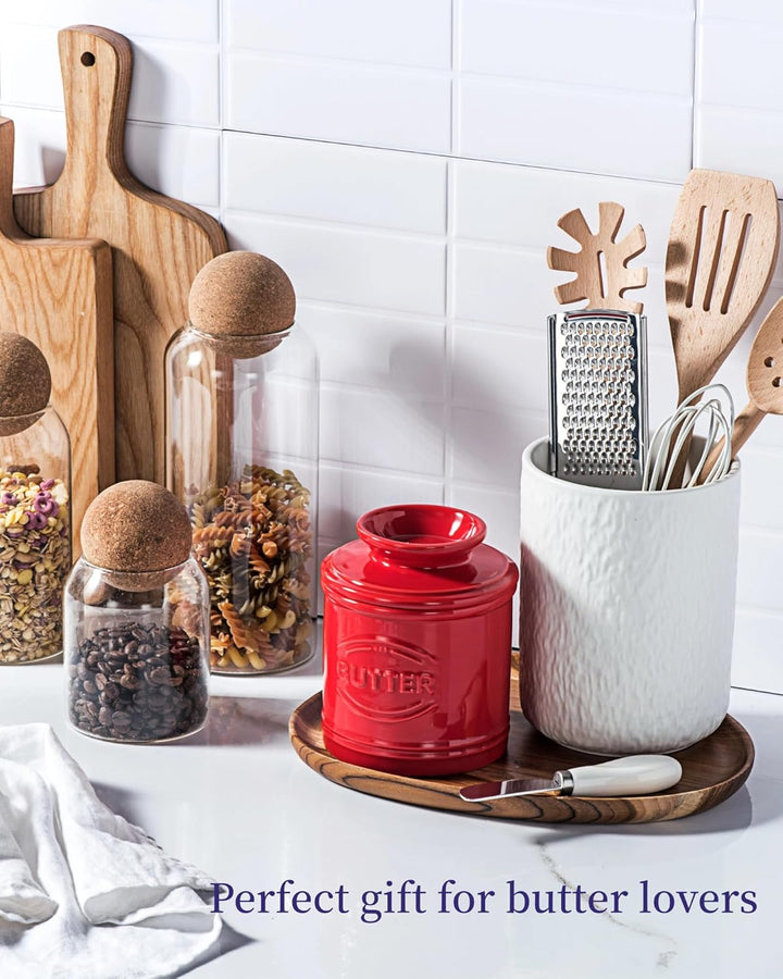 Besmeety Grosse Französische Butterdose, Butterglocke Keramik, Butterdose Porzellan, Butterdosen, 25