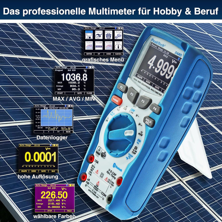 PeakTech 3440 Multimeter digital + 4.0 Bluetooth & Grafik-Display [3 Jahre Garantie] 50000 Counts, P