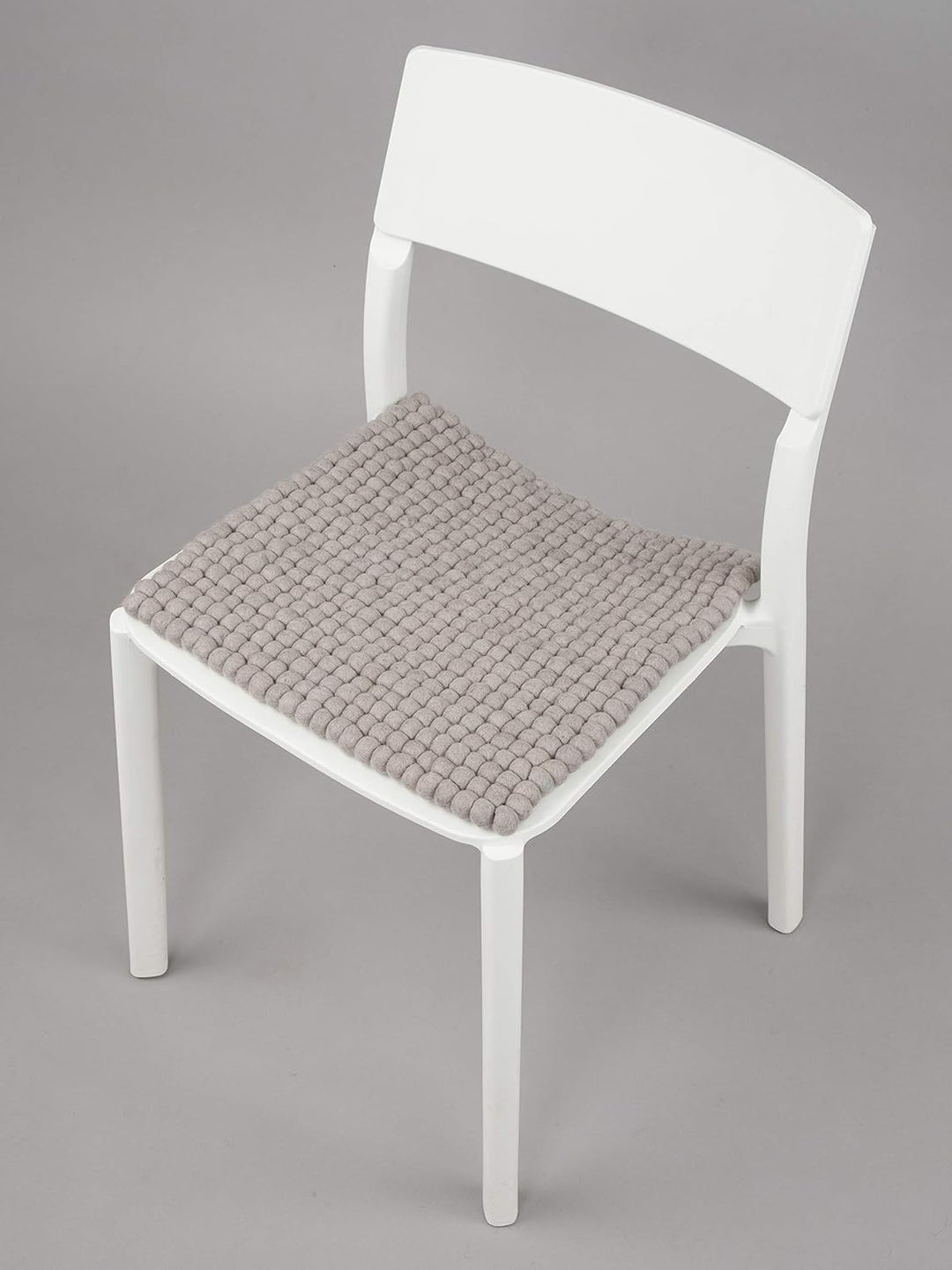 myfelt Filzkugel-Sitzauflage Stuhlauflage - Luis - quadratisch, 36x36 cm, Grau