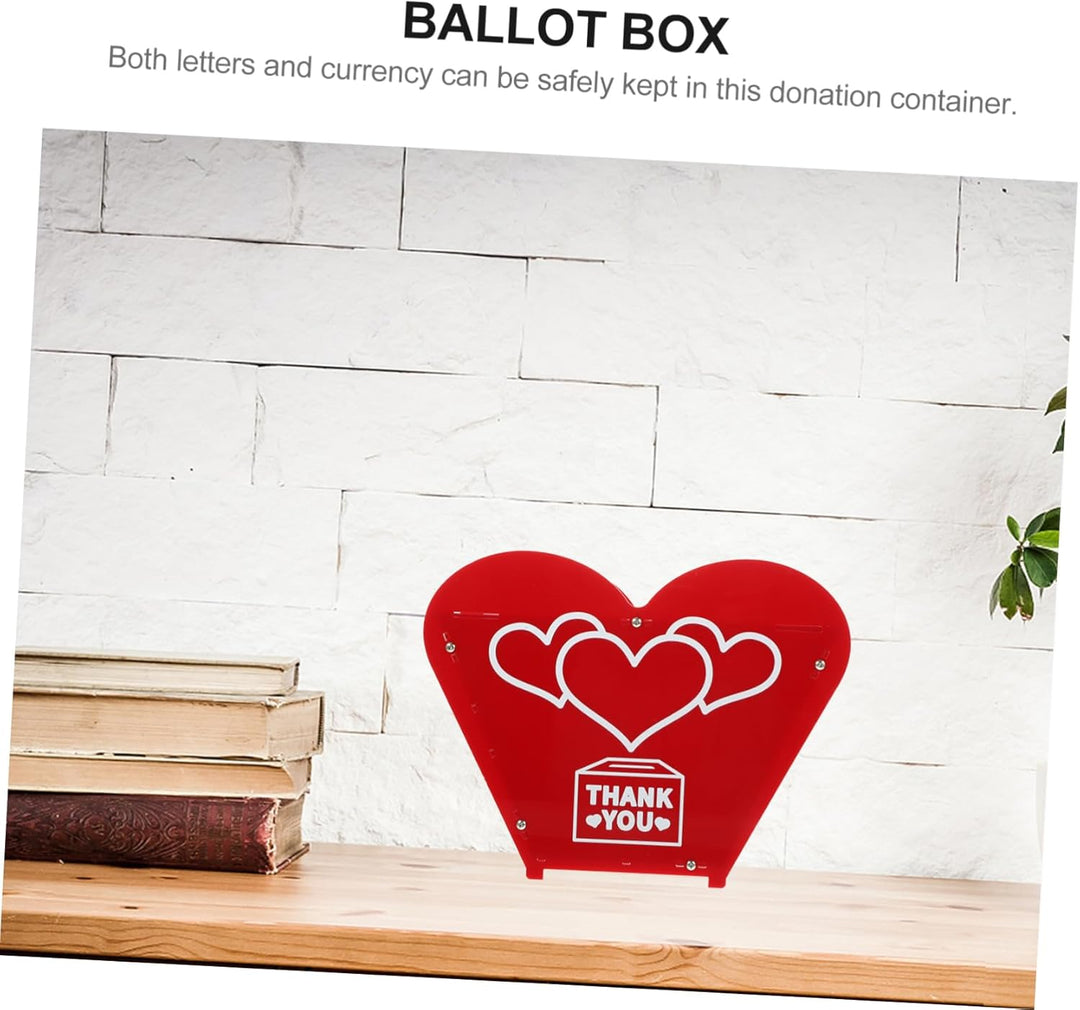 Acryl-Spendenbox in Herzform: Wahlurzen-Box, Ticket-Box, Vorschlagsbox, Kommentarbox, Verriegelung m