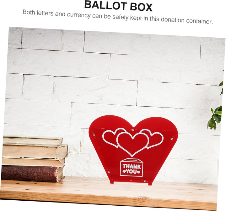 Acryl-Spendenbox in Herzform: Wahlurzen-Box, Ticket-Box, Vorschlagsbox, Kommentarbox, Verriegelung m