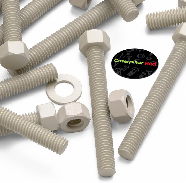 10 x PPS-Sechskantschrauben, M5 x 40mm, Plastikschrauben und -muttern, Unterlegscheiben, Polyphenyle
