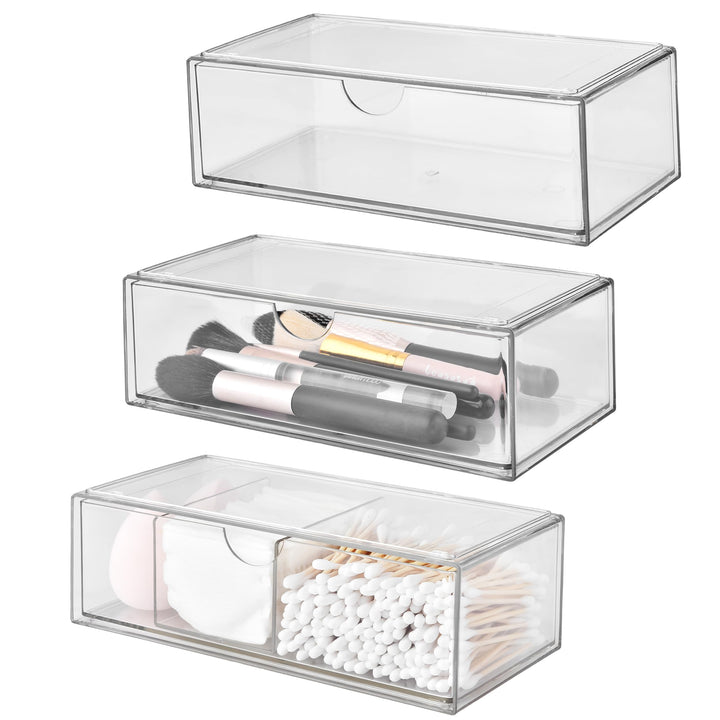 ALINK Badezimmer Organizer Mini mit Schubladen 3 Set, aus Acrylic stapelbar Transparent,für Kommode