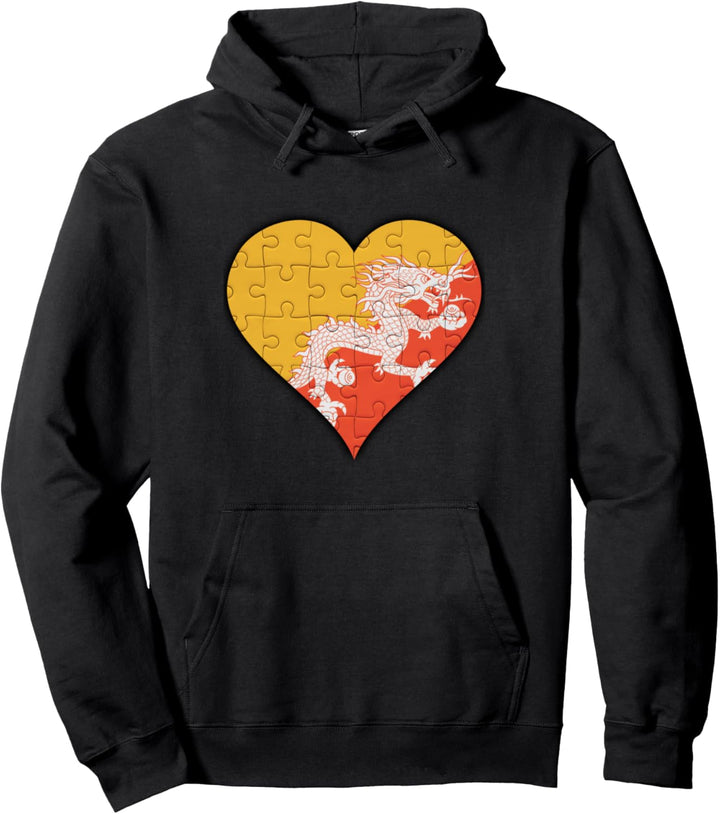 Bhutan Bhutanische Flagge Herz Pullover Hoodie