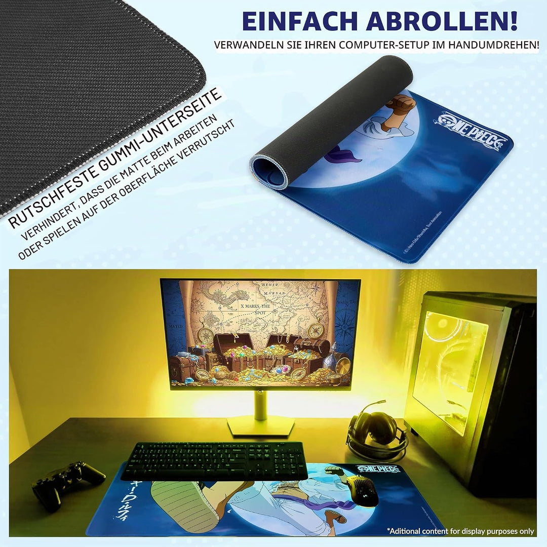 One Piece Mauspad XXL 80x35 cm, Schreibtischunterlage Gross, PC Mousepad Gaming rutschfest Schreibti