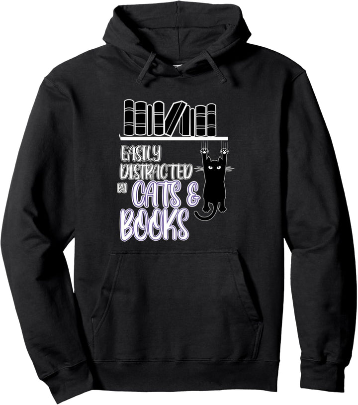 Katzen, Kaffee und Bücher Ironisches Haustier Pullover Hoodie