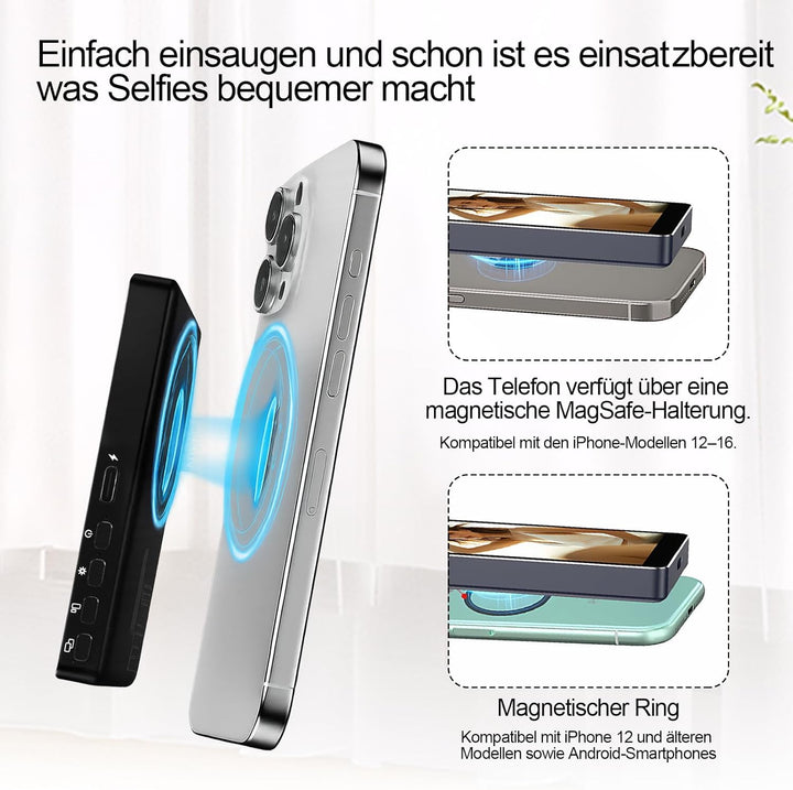 Handy Selfie Monitor Screen, Magnetischer Smartphone Vlog Bildschirm für iPhone for Live Streaming,