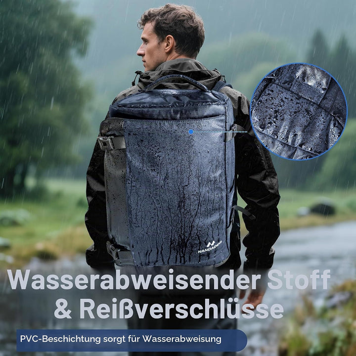 NANDADEVI Rucksack Herren, 40l, grosser, robuster, wasserabweisender Wanderrucksack mit Trocken- und