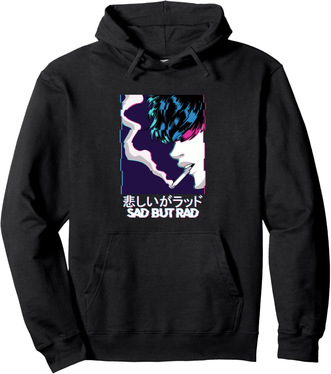 Sad Vaporwave Aesthetic Anime Japanese Animation Lover Boys Pullover Hoodie