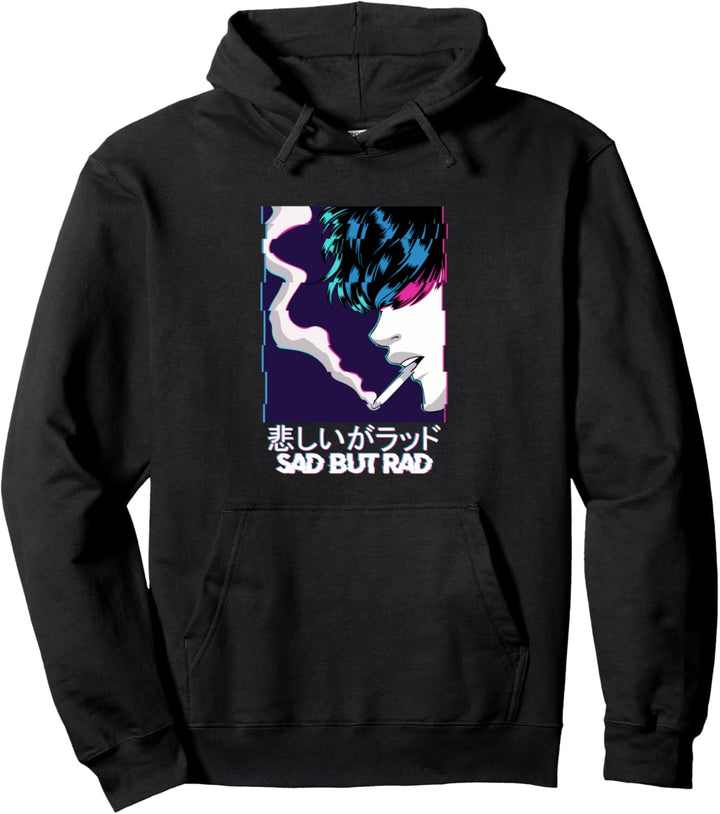 Sad Vaporwave Aesthetic Anime Japanese Animation Lover Boys Pullover Hoodie