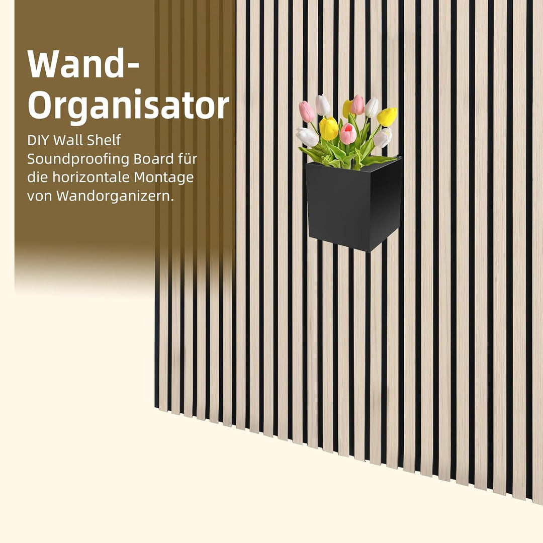 Wandorganizer für Akustikpaneel, Haken, Box & Regal Metall, Ablage für Akustikpaneele Lamellen Wandp