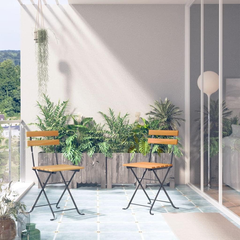 vidaXL 2X Akazienholz Massiv Gartenstuhl Klappbar Essstuhl Klappstuhl Terrassenstuhl Balkonstuhl Stu