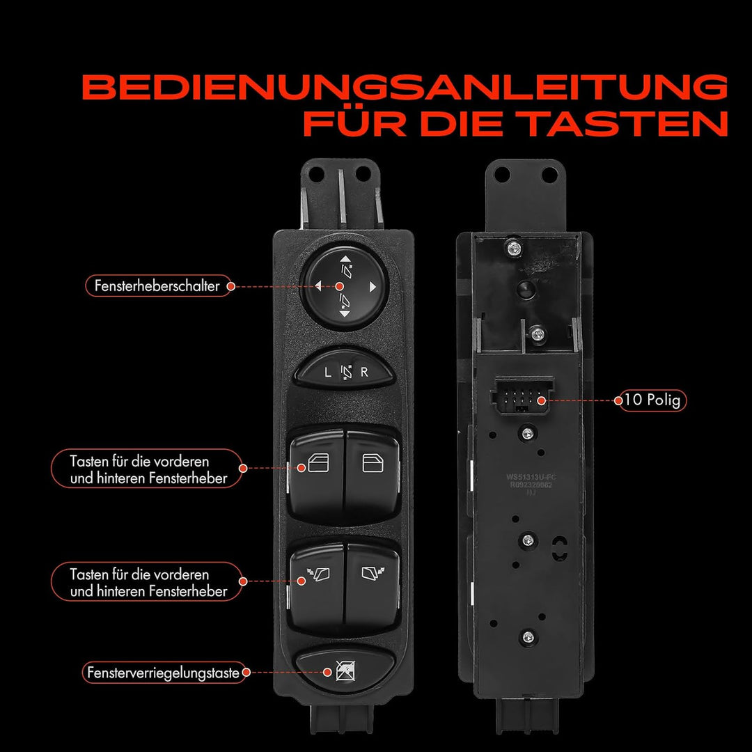 Fensterheber Schalter Schalteinheit Vorne Links Für W639 Viano Vito Mixto 2003-2019 A6395451313