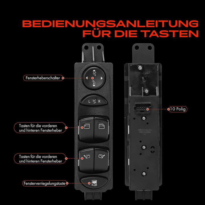 Fensterheber Schalter Schalteinheit Vorne Links Für W639 Viano Vito Mixto 2003-2019 A6395451313