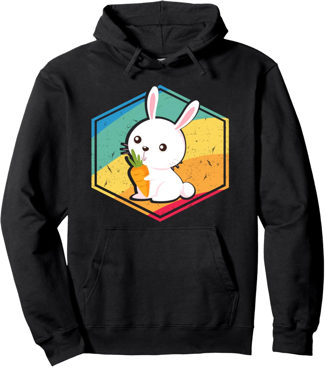 Rabbit Lovers Gift Men Women Boys Girls Retro Style Bunny Pullover Hoodie