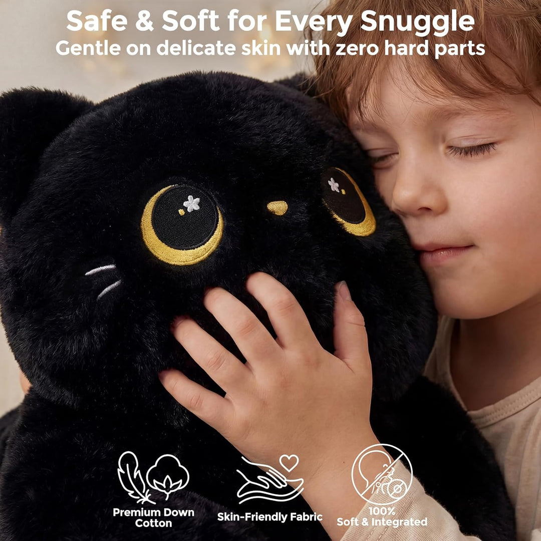 Mewaii Niedliches schwarzes Katzenplüschkissen, Kawaii Plüschtiere Schwarze Katze, Squishy Plüschtie
