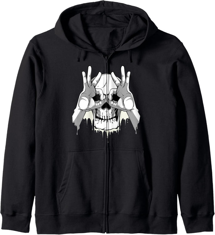 Lustiges Totenkopf Schädel Skelett Halloween Okkult Gotische Kapuzenjacke