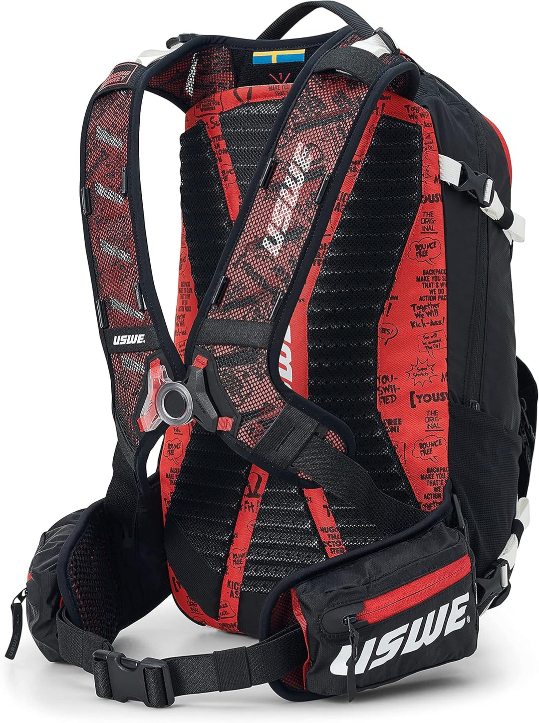 USWE Flow - Backpack with Back Protector, for Bike, Mountainbike, MTB and E-MTB Flow 16 Schwarz, Flo