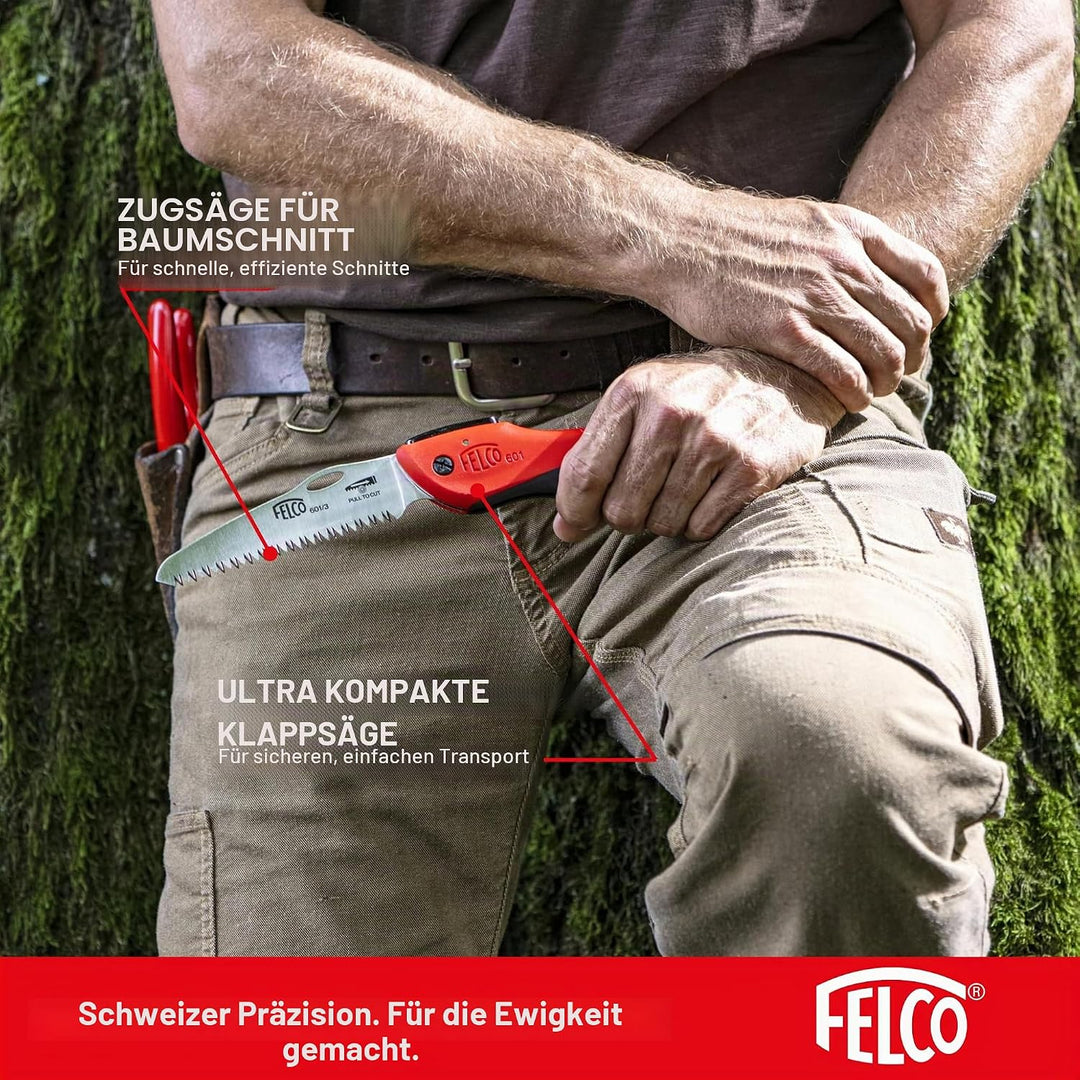 FELCO Baumsäge 601 (klappbare Säge, Klingenlänge 12 cm, mit ziehendem Schnitt, Holzsäge, für Weinbau