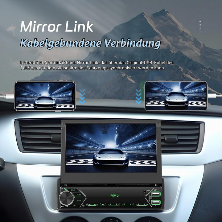 SIXWIN 1 Din Autoradio mit Wireless Carplay/Android Auto,7&
