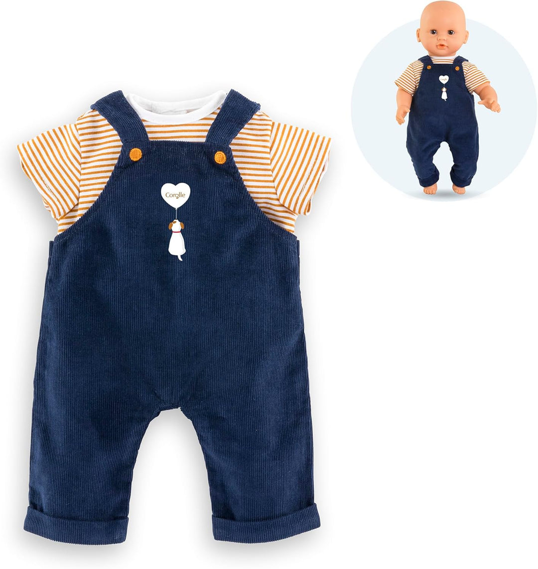 Corolle T-Shirt und Latzhose, Marineblau, Kleidung, für Puppen, 30 cm, ab 18 Monaten, 9000111190