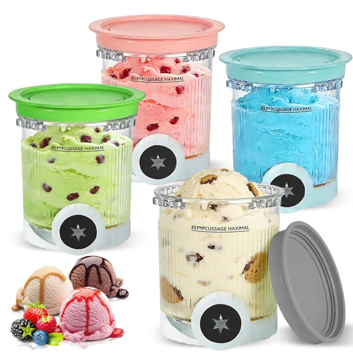 4 Stück Ninja Swirl Creami Behälter 500 ml Eisbehälter-für Ninja Creami NC701 & NC700 Serie Eismasch