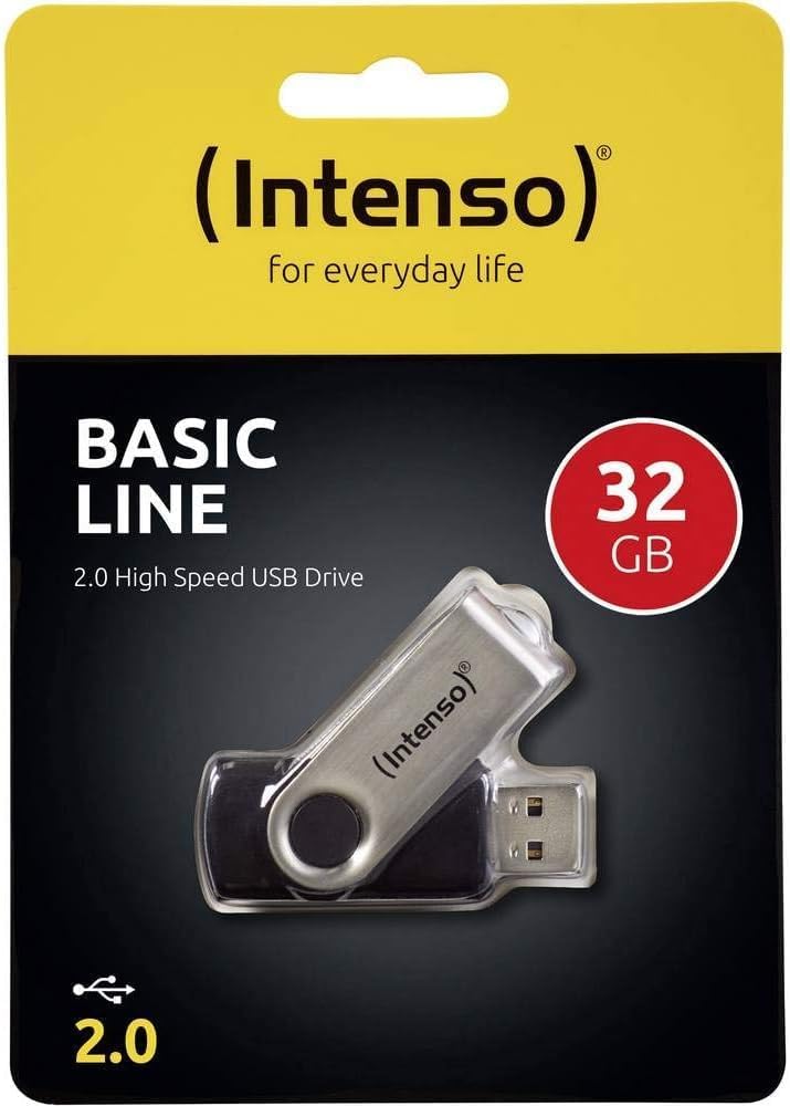 Intenso Basic Line 32 GB USB-Stick USB 2.0 silber/schwarz 1 x 32 GB Basic Line, 32GB