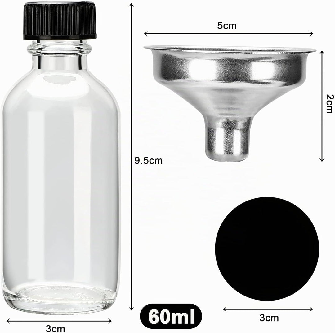 Mini Glasflaschen mit Deckel, 12 Shot Flaschen zum Befüllen 60ml, Kleine Glasflaschen, Kleine Schnap