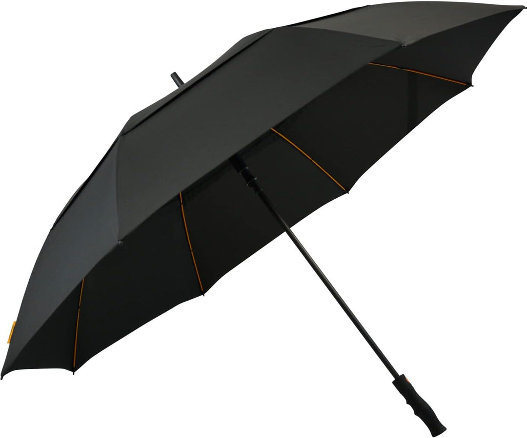 Falcone® hochwertiger XXL Golfschirm Automatik mit Ventilationsbezug - schwarz, Schwarz