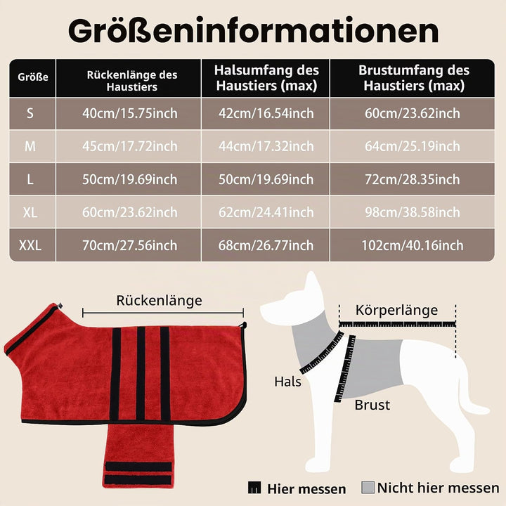 Bademantel für Hunde, Mikrofaser Hundebademantel für mittelgrosse und grosse Hunde, Badetuch, Hundeh